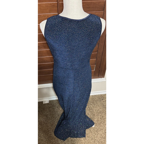 Vintage Rabbit Designs Dress Sz 12 Navy Blue Glitter Formal Glam 2 pc event 90s - Picture 6 of 11